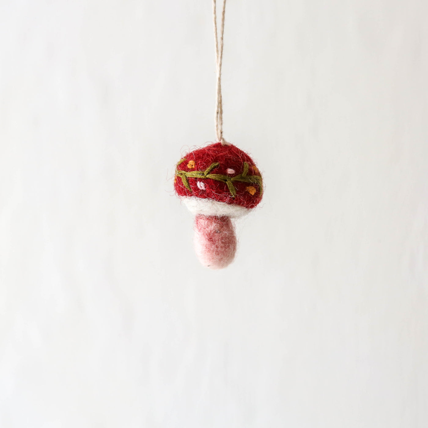 Embroidered Mushroom Felt Hanging Decoration - Small