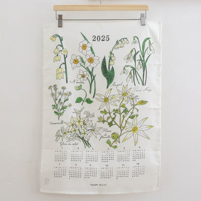 SALE 2025 Calendar Cloth - White Flowers