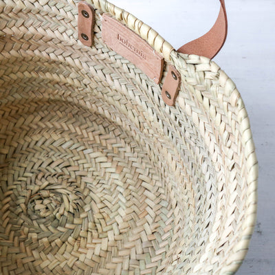 Leather Handled Storage Basket