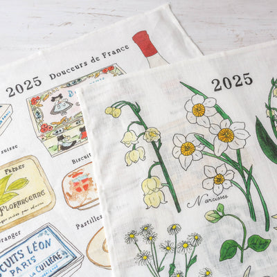 SALE 2025 Calendar Cloth - White Flowers