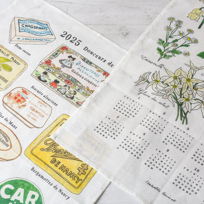 SALE 2025 Calendar Cloth - White Flowers