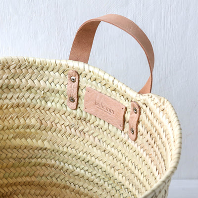 Leather Handled Storage Basket