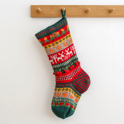 Knitted Reindeer Stocking