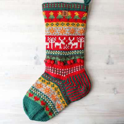 Knitted Reindeer Stocking