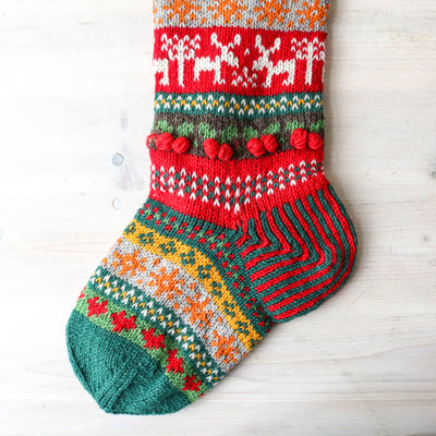 Knitted Reindeer Stocking