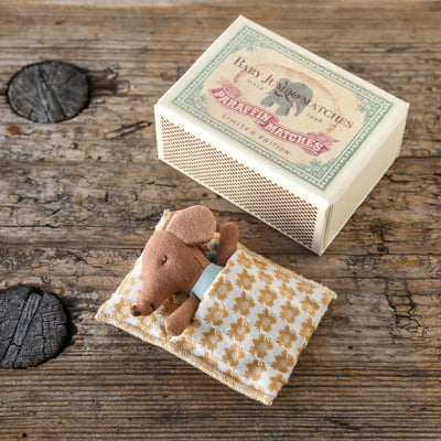 NEW Sleepy Wakey Baby Mouse in Matchbox - Blue