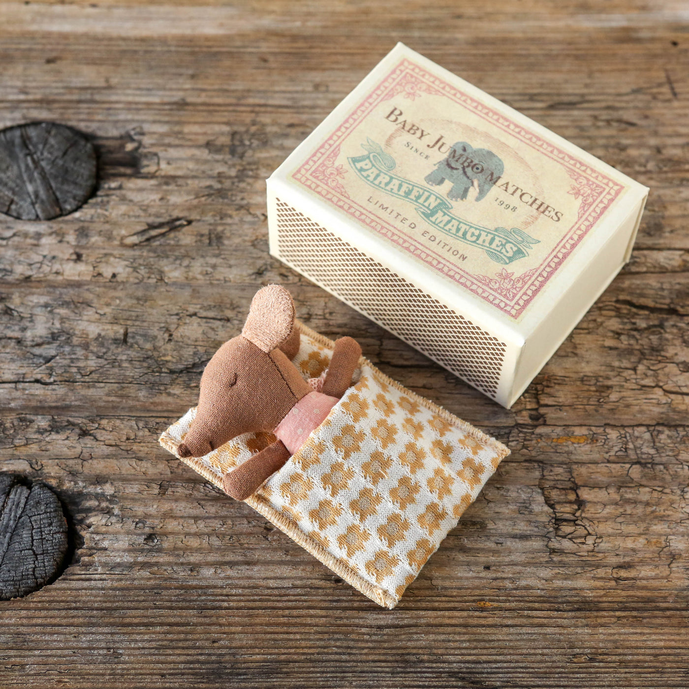 NEW Sleepy Wakey Baby Mouse in Matchbox - Rose