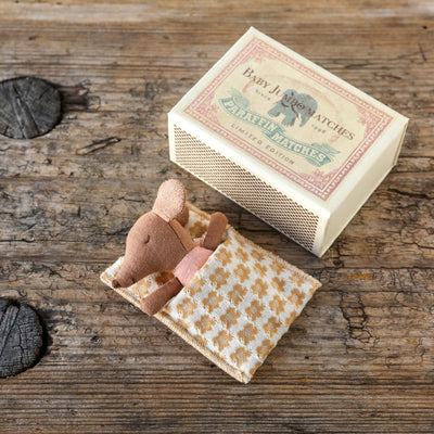NEW Sleepy Wakey Baby Mouse in Matchbox - Rose