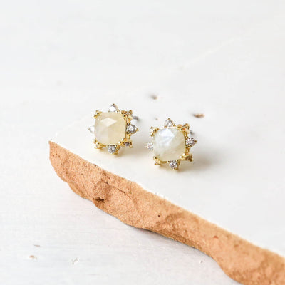 Moonstone Stud Earrings - Gianna