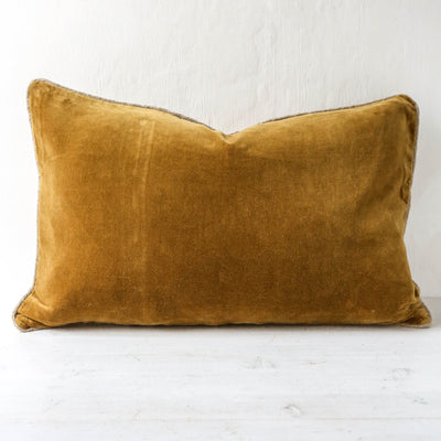 Oblong Piped Velvet Cushion Cover - Gold