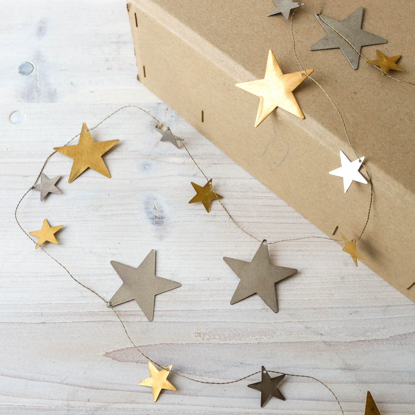 Silver & Gold Star Garland - 1.8m
