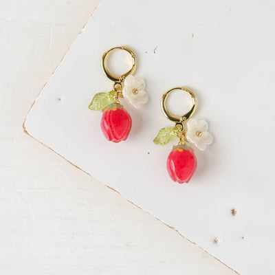 Strawberry Cluster Hoop Earrings
