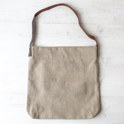 Single Leather Handled Linen Bag