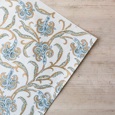 Hand Block Printed Wrap - Iris Glitz Blue Stone