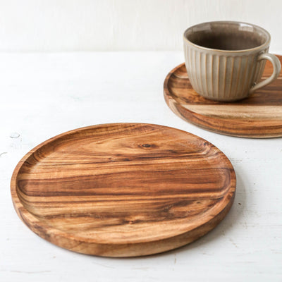 Round Acacia Wood Tray