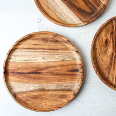 Round Acacia Wood Tray