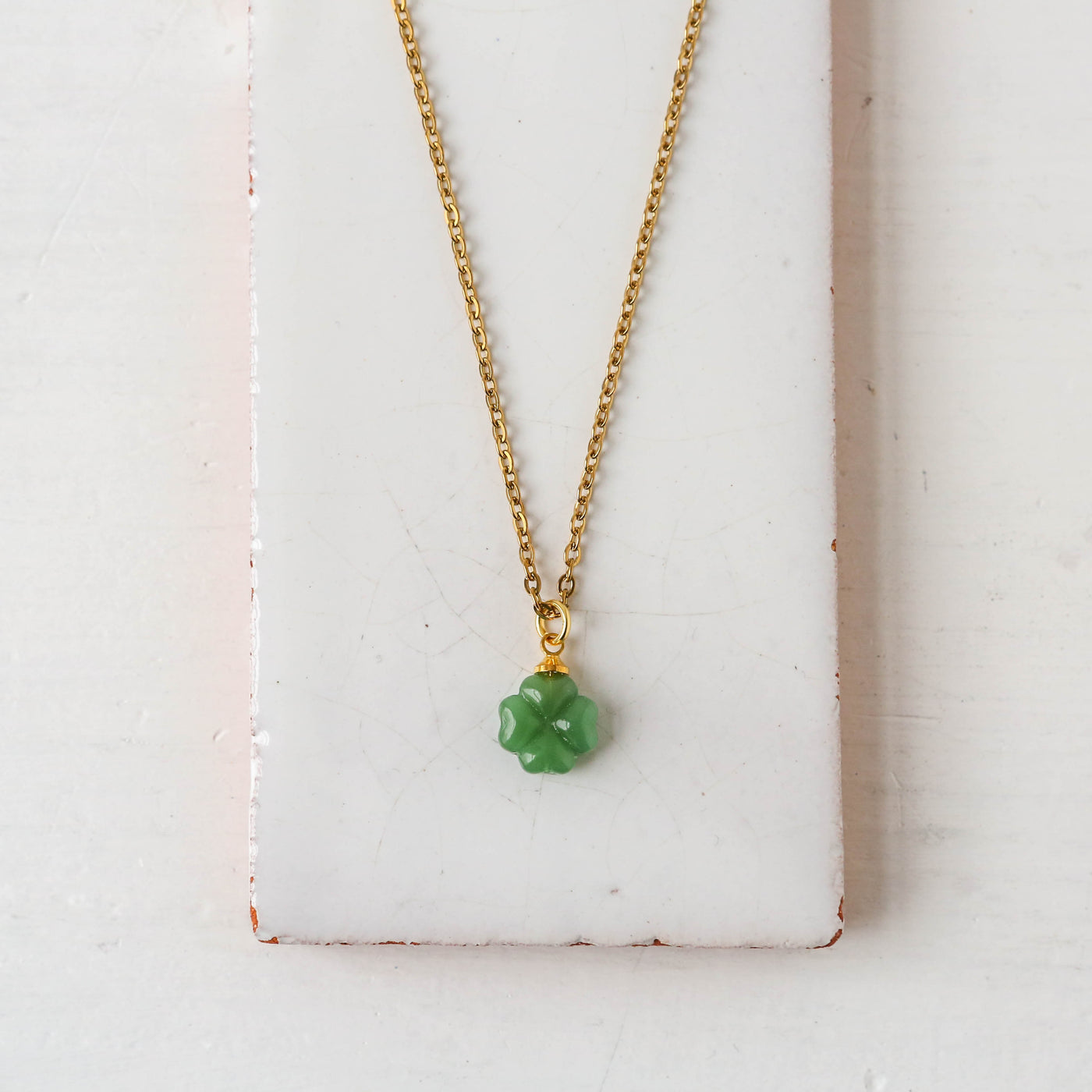 Four Leaf Clover Gemstone Necklace