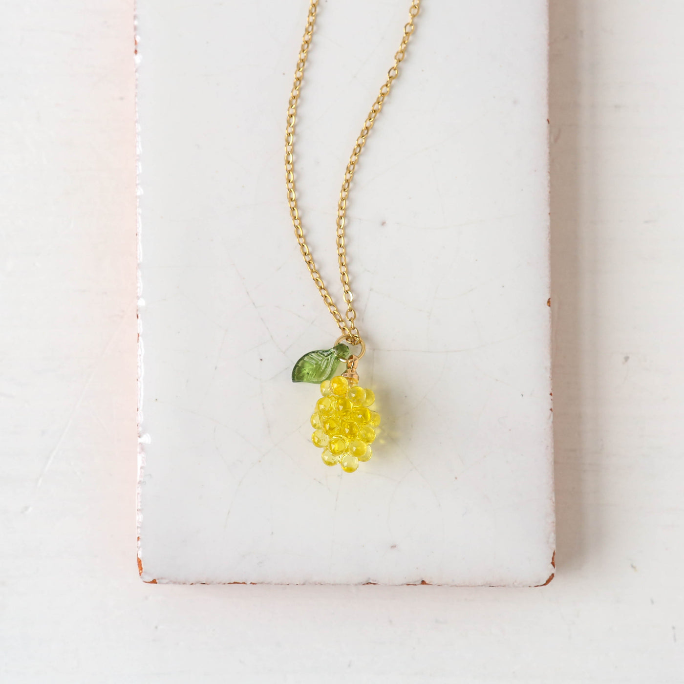 Glass Grape Necklace - Green