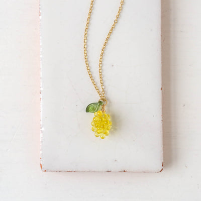 Glass Grape Necklace - Green