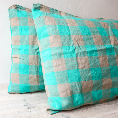 Pair of Linen Pillowcases - Havana Gingham