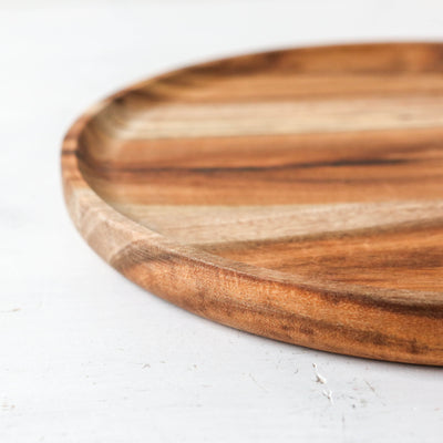 Round Acacia Wood Tray