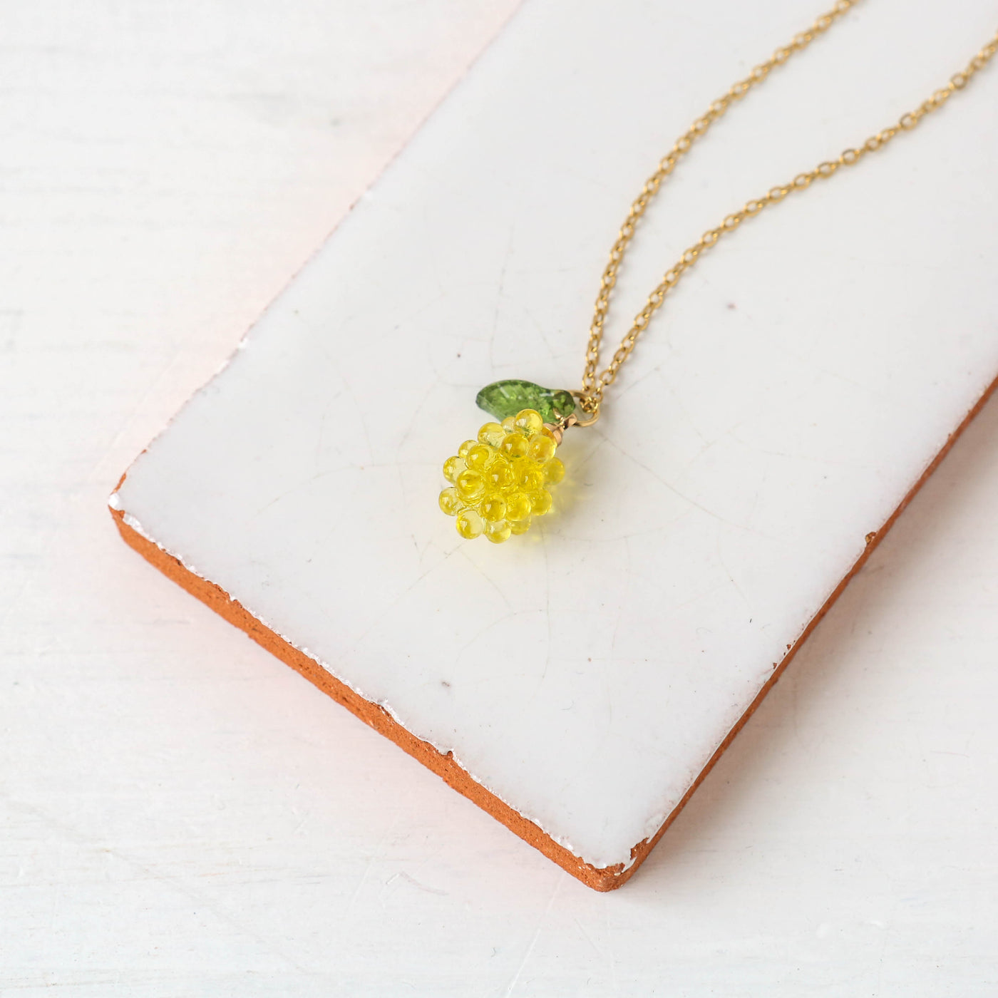 Glass Grape Necklace - Green