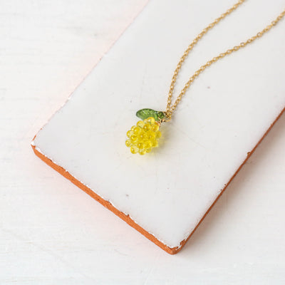 Glass Grape Necklace - Green