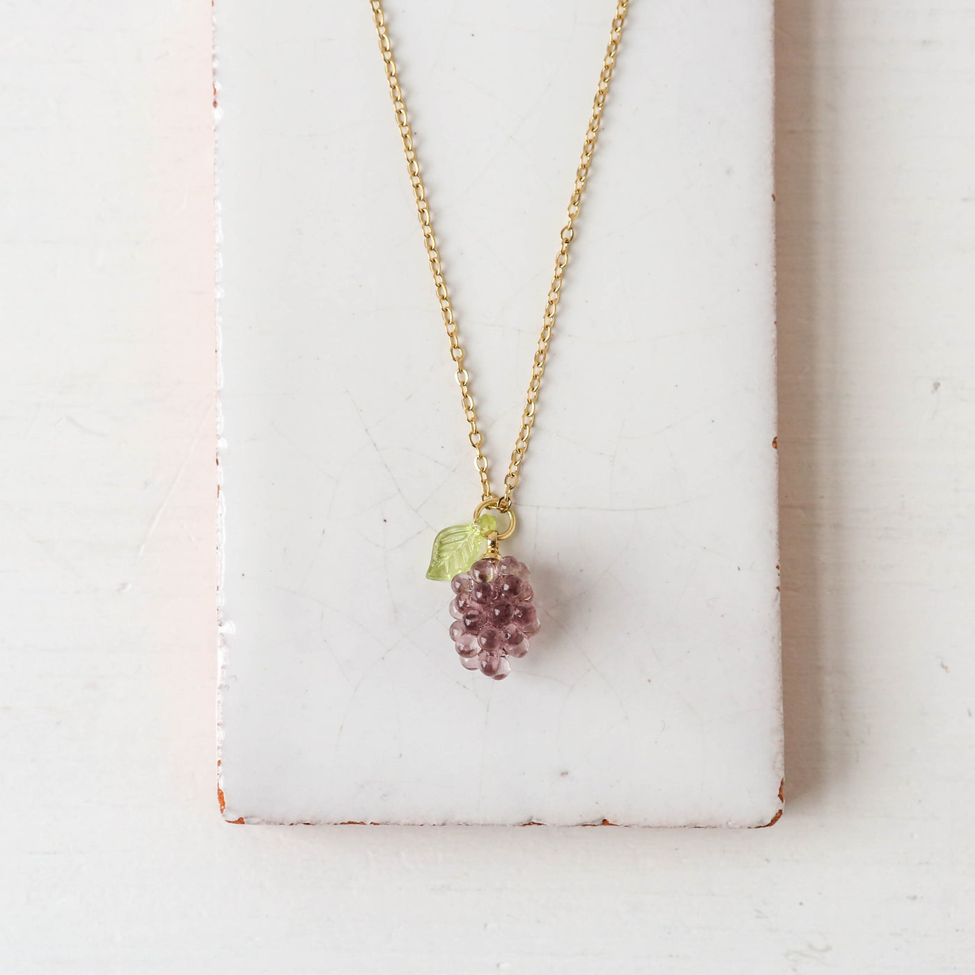 Glass Grape Necklace - Purple