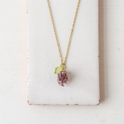 Glass Grape Necklace - Purple
