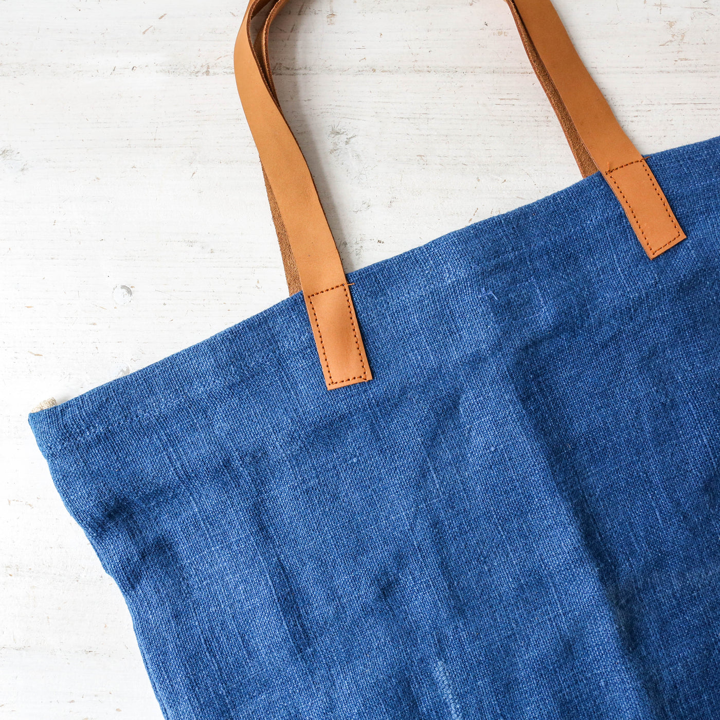 Leather Handled Soft Jute Wide Bag