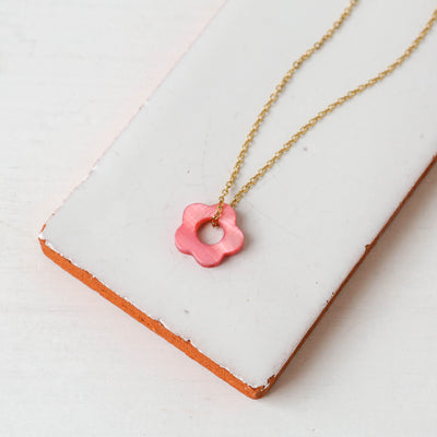 Shell Flower Necklace - Pink