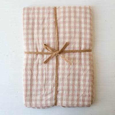 Cotton Tablecloth 130 x 230cm - Pink Gingham