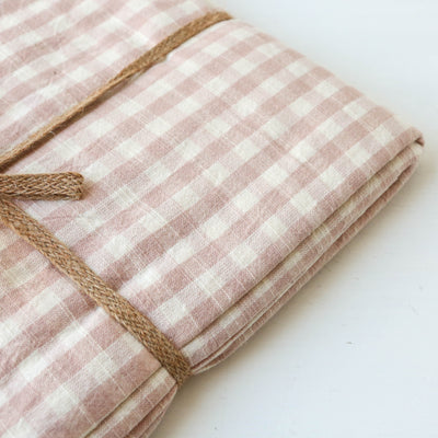 Cotton Tablecloth 130 x 230cm - Pink Gingham