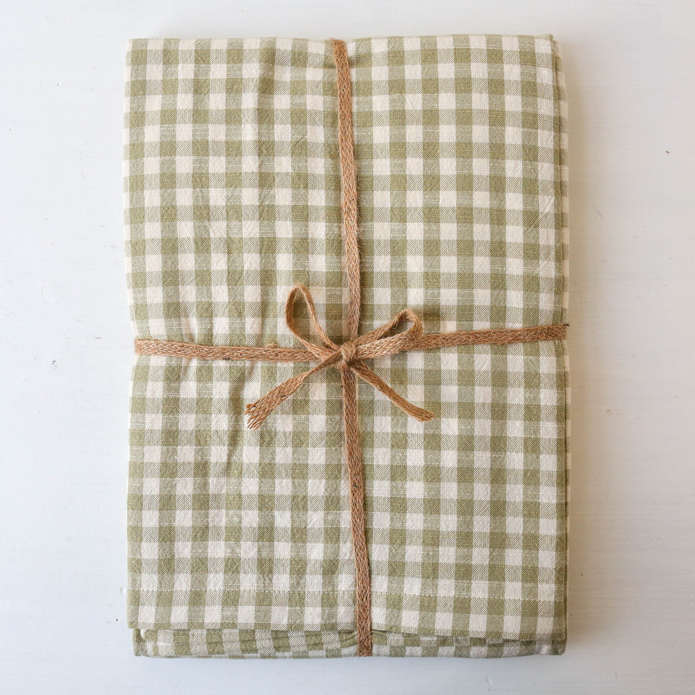 Cotton Tablecloth 130 x 230cm - Olive Gingham