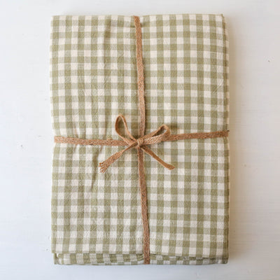 Cotton Tablecloth 130 x 230cm - Olive Gingham