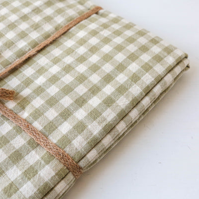 Cotton Tablecloth 130 x 230cm - Olive Gingham