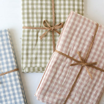 Cotton Tablecloth 130 x 180cm - Olive Gingham