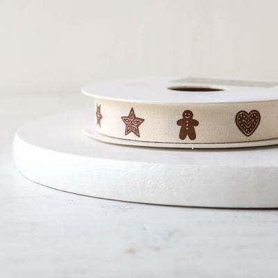 Gingerbread Cotton Ribbon - 15m Roll