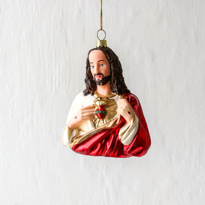 Sacred Heart Jesus Glass Tree Decoration