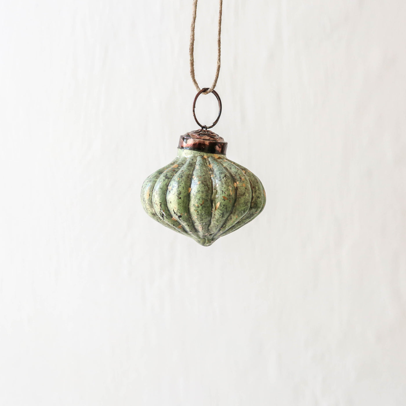 4cm Pumpkin Glass Bauble - Seagreen