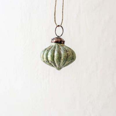 4cm Pumpkin Glass Bauble - Seagreen