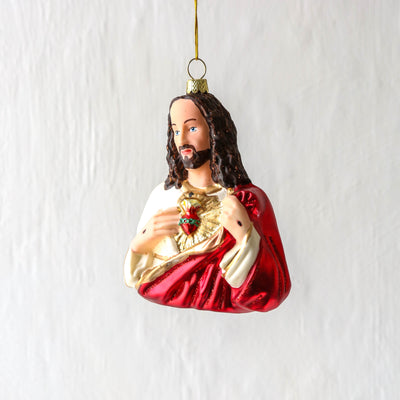 Sacred Heart Jesus Glass Tree Decoration