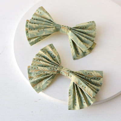 12cm Pair of Paper Bows - Naya Sage