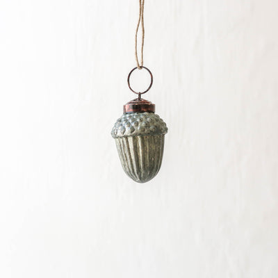 5cm Mini Glass Acorn Decoration - Antique Teal