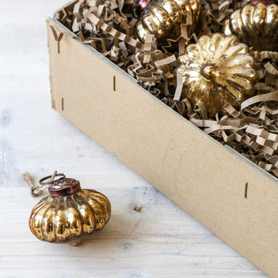 4cm Pumpkin Glass Bauble - Antique Gold