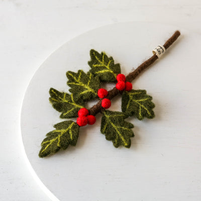 Festive Felt Holly Branch - Small