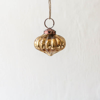 4cm Pumpkin Glass Bauble - Antique Gold