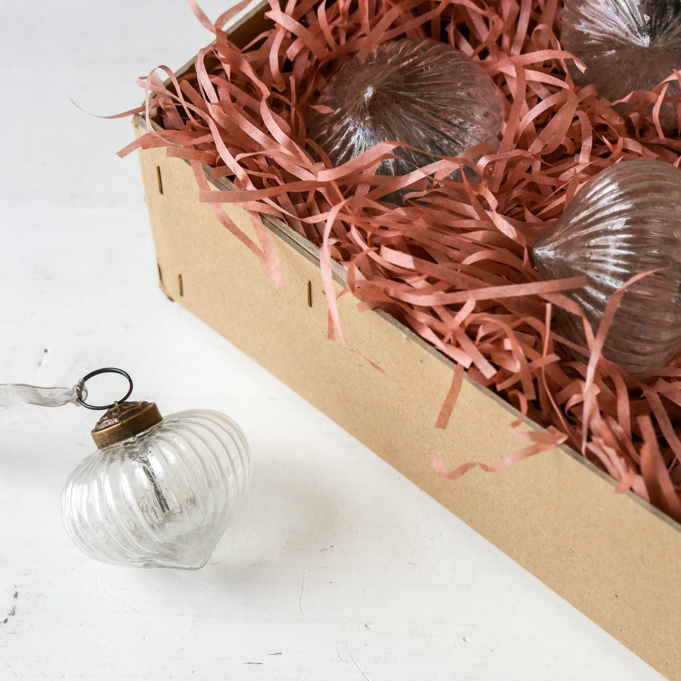 5cm Clear Ribbed Glass Lantern Decoration
