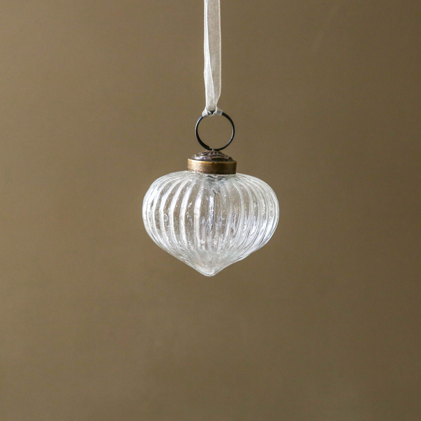 5cm Clear Ribbed Glass Lantern Decoration