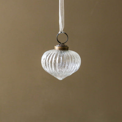 5cm Clear Ribbed Glass Lantern Decoration